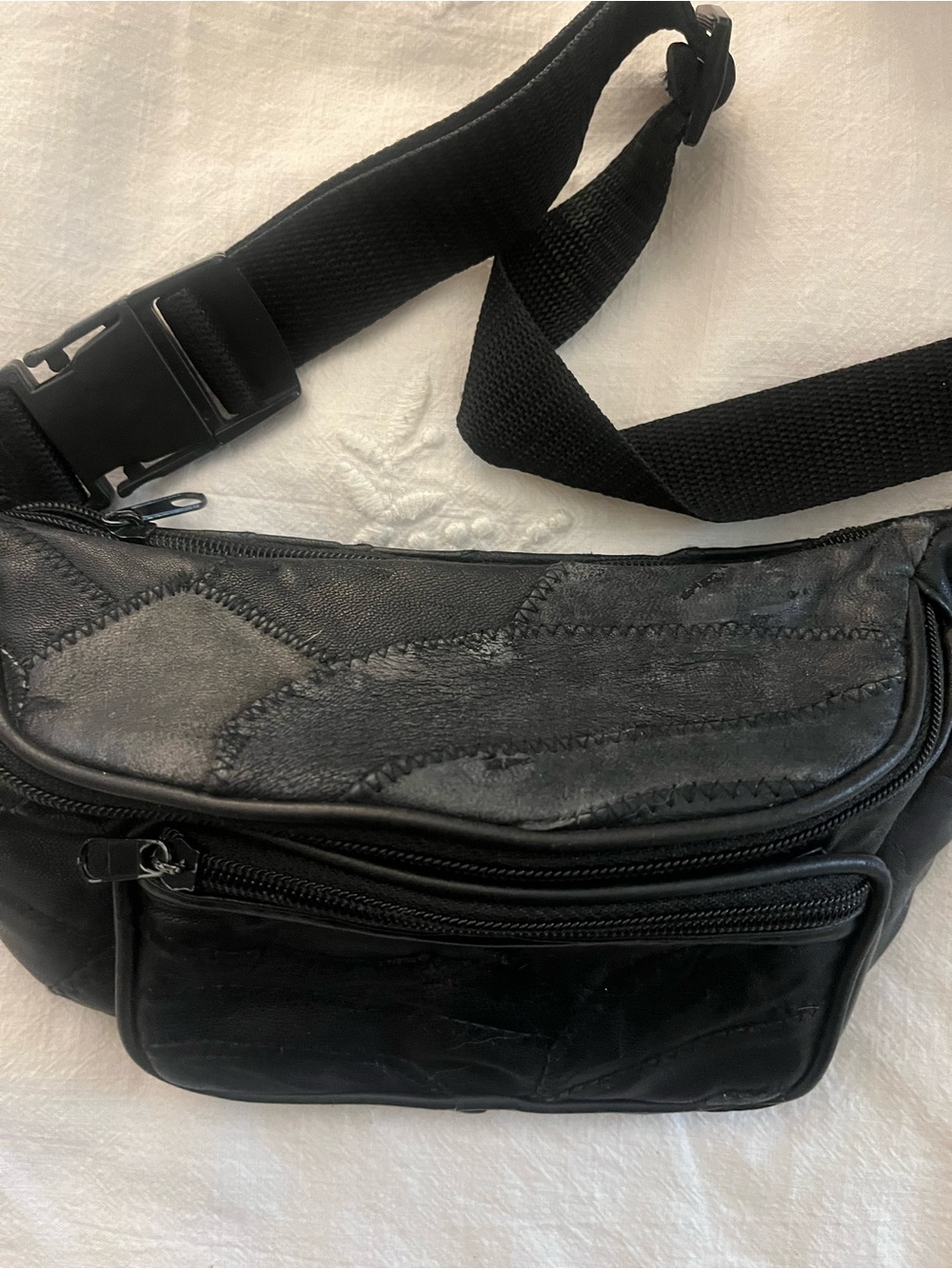 Vintage Black Leather Fanny Pack